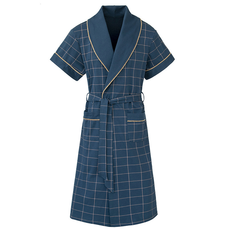 男夏季情侣款一对纯棉长款睡袍 优美纺睡袍/浴袍