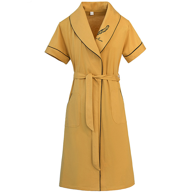 男夏季情侣款一对纯棉长款睡袍 优美纺睡袍/浴袍