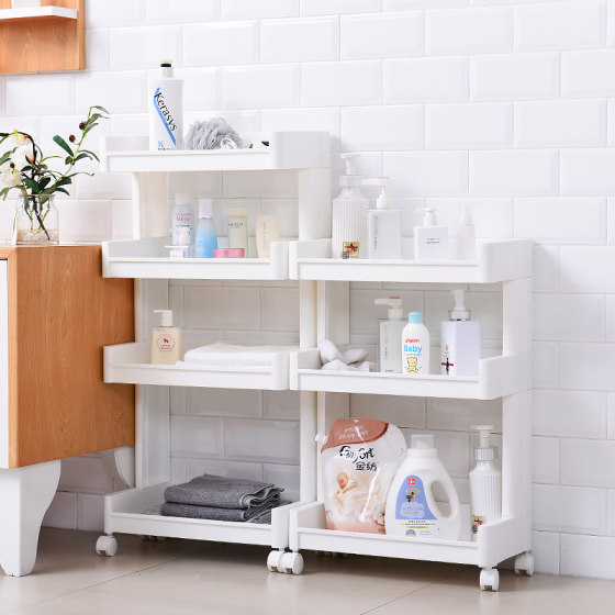 Floor-standing plastic basin artifact storage multi-layer shelf