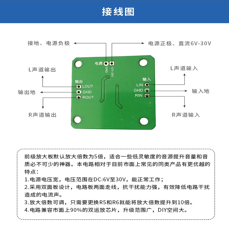 立体声NE5532前级板单电源音频放大板双运放前置放大器板-图1