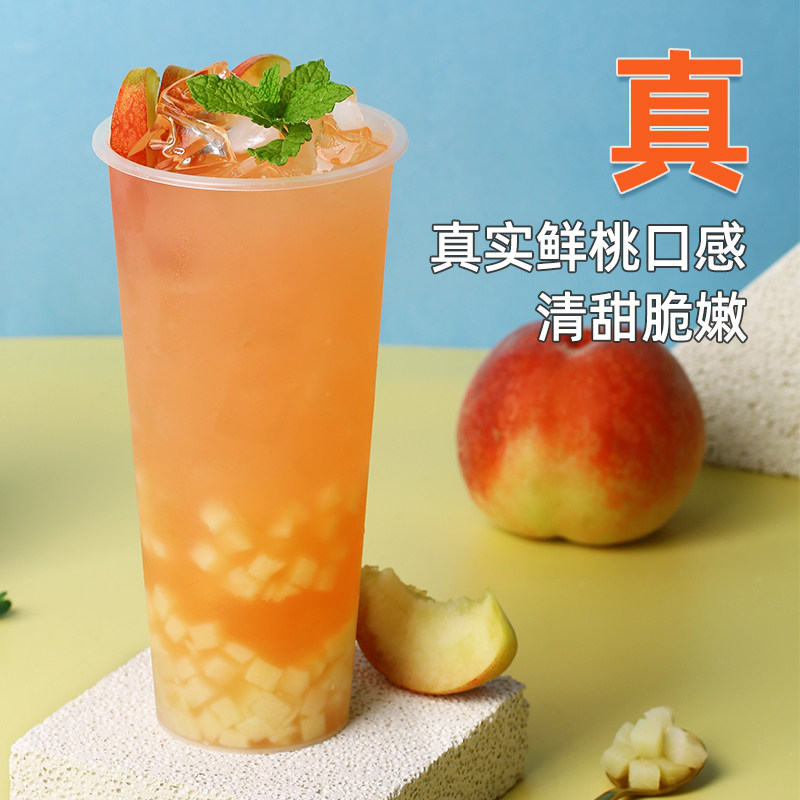 帮吉白桃丁罐头850g果肉颗粒即食芝芝桃桃奶茶店专用糖水白桃丁_虎窝淘
