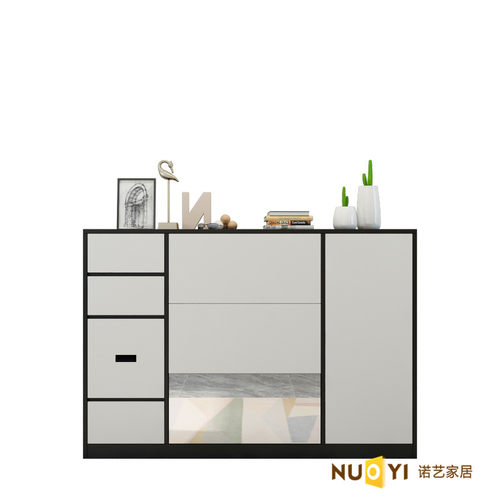 北欧翻斗鞋柜连体伸缩换鞋凳现代进门玄关门厅柜小户型超薄翻斗橱 - 图3