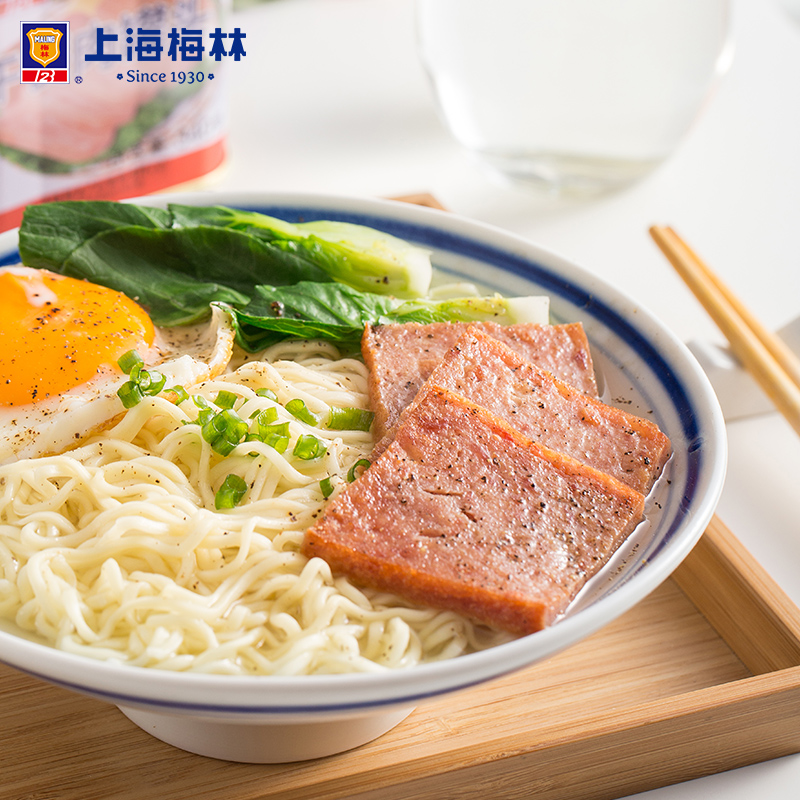 上海梅林经典午餐肉系列罐头组合速食方便面火锅