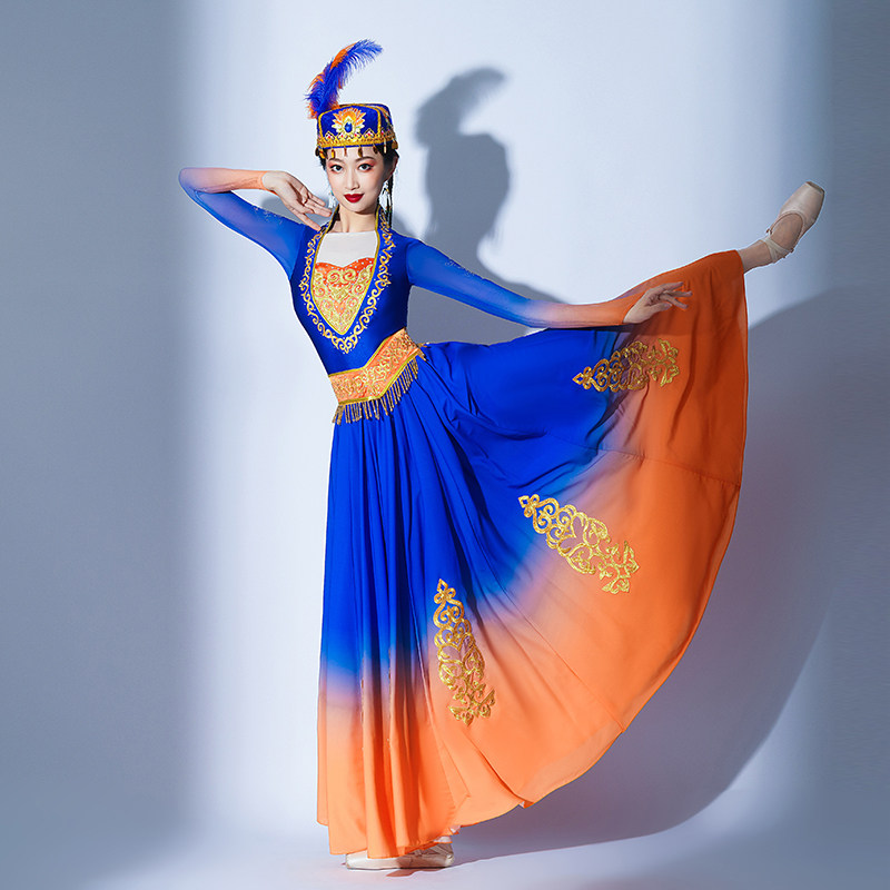 民族舞蹈服装女新疆舞蹈艺考连衣裙 凤乐谷民族服装/舞台装
