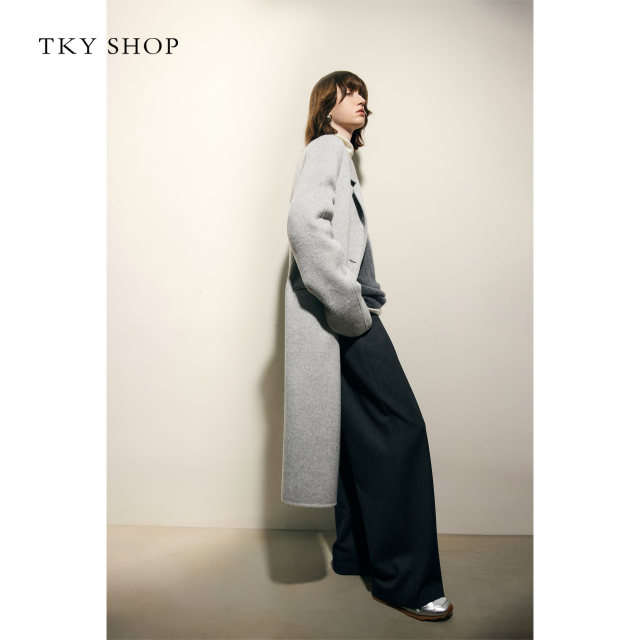 TKYSHOP wool blend long woolen coat