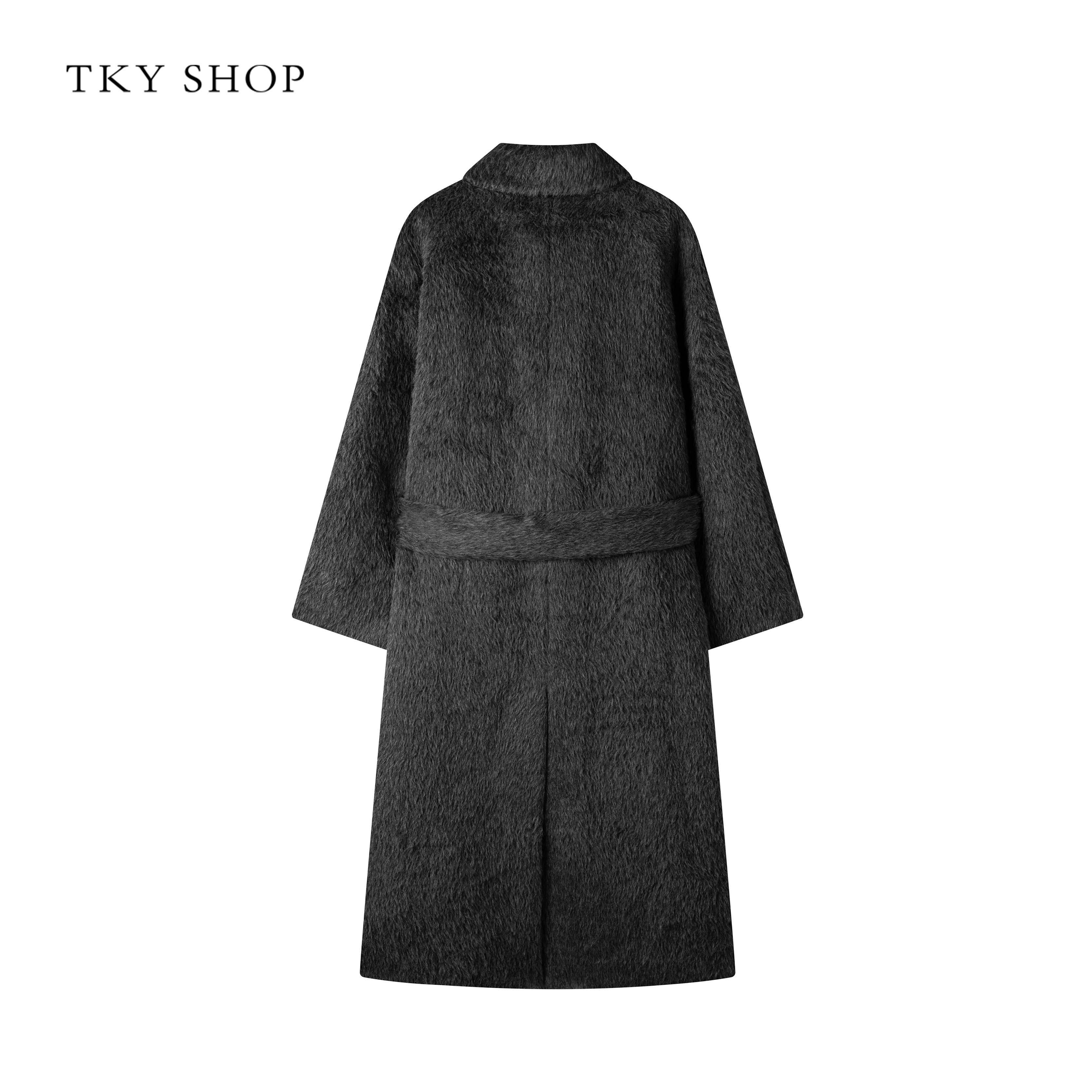 TKY SHOP苏力羊驼毛大衣女2025冬新款翻领中长款毛呢外套羊毛外套,淘宝优惠券,粉丝福利购,淘宝优惠卷