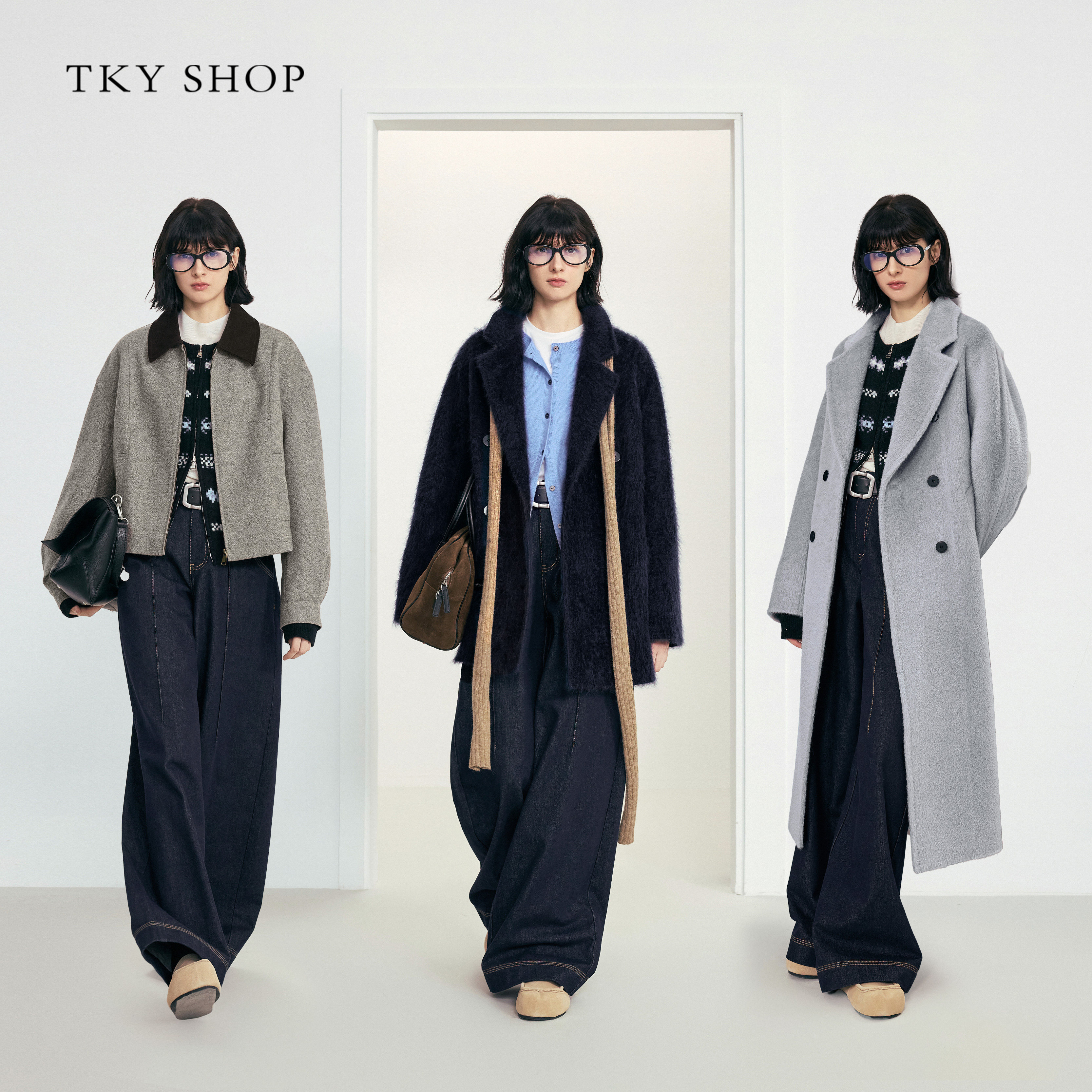 [商场同款]TKY SHOP直筒牛仔裤2025冬新款纯棉阔腿裤10I1OA03Q063,淘宝优惠券,粉丝福利购,淘宝优惠卷