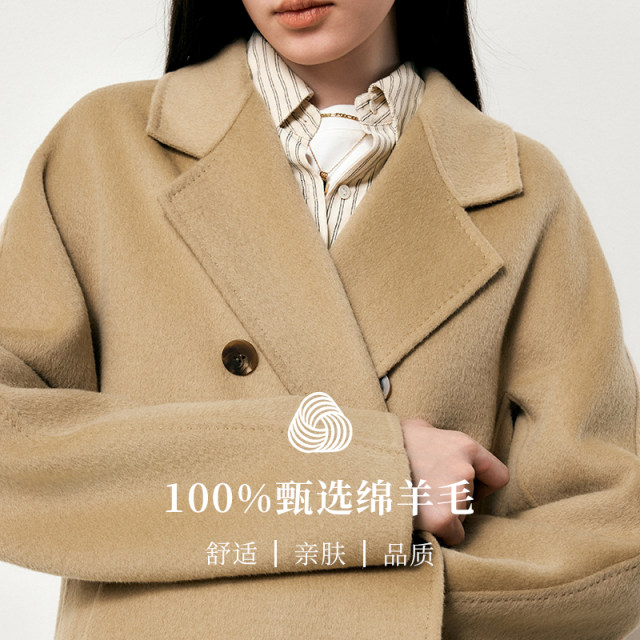 TKYSHOP classic camel wool long coat
