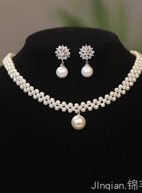 韩式新娘简约珍珠年会宴会项链