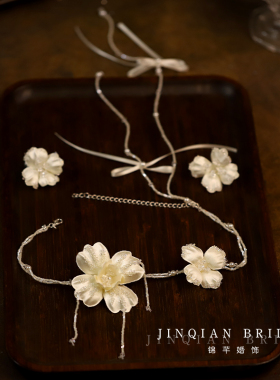 法式超仙手工花朵串珠锁骨链