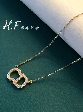 纯14K金猪鼻子项链女CD锁骨链