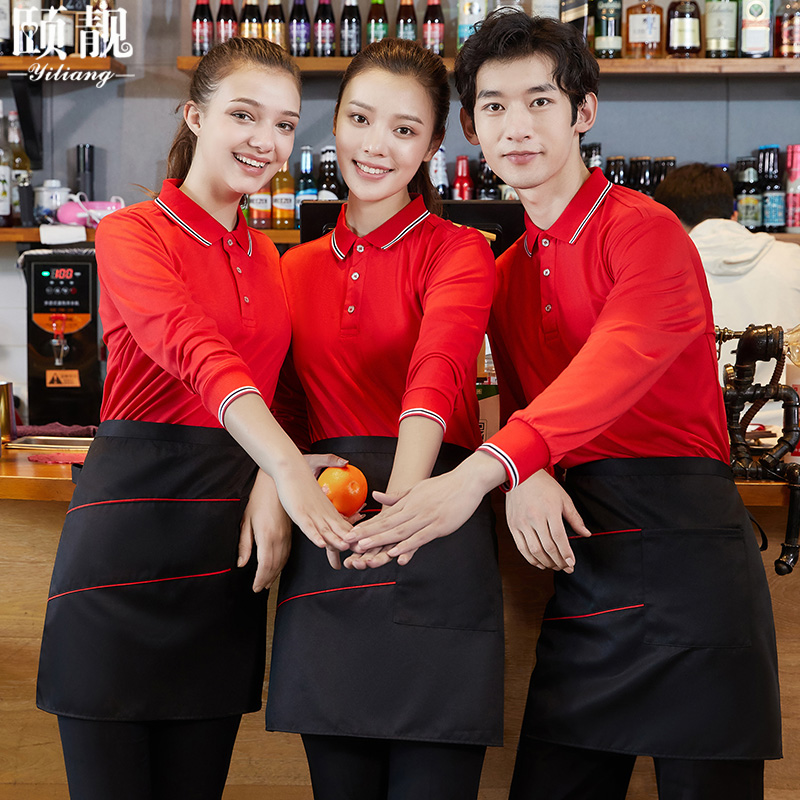 餐饮工作服短袖T恤火锅饭店餐厅服务员长袖烧烤奶茶超市工装定制 - 图3