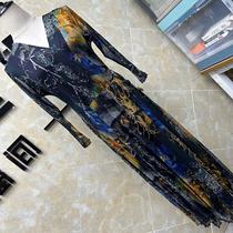 100% Mulberry Silk Mesh Knit Genuine Silk Factory Silk Double Layer Pure Silk Lady One-piece Dress A9471