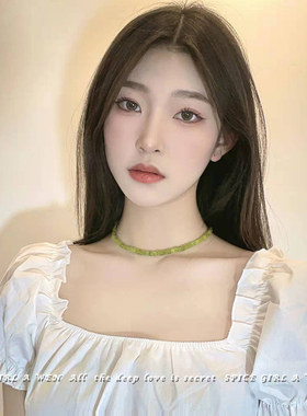 桃予儿│绿色天然石项链choker颈链高级感2025年新款爆款锁骨链女