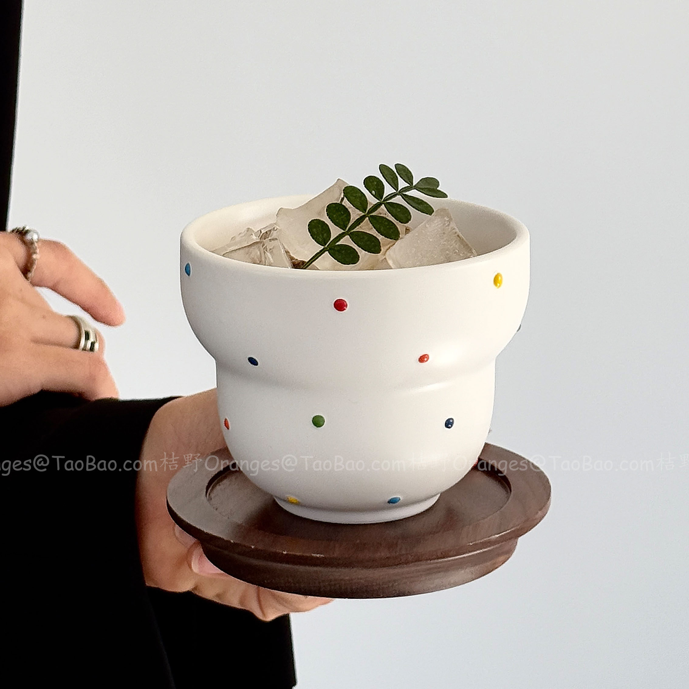 Oranges浮雕糖豆陶瓷手握杯哑光白咖啡杯拉花拿铁杯水杯小众礼物 - 图0