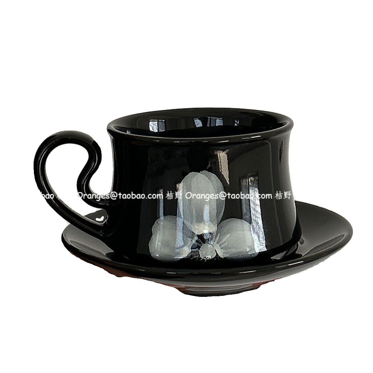 Oranges限定复古黑釉雾花咖啡杯碟中古手作杯下午茶水杯小众礼物,淘宝优惠券,粉丝福利购,淘宝优惠卷