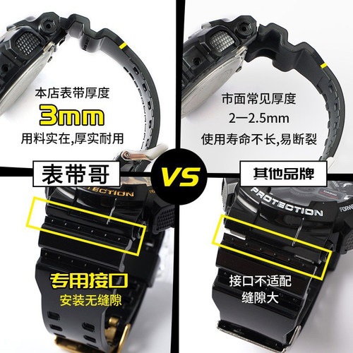 casio卡西欧表带黑金手表表带G-SHOCKGA100/110/120橡胶配件替换 - 图1