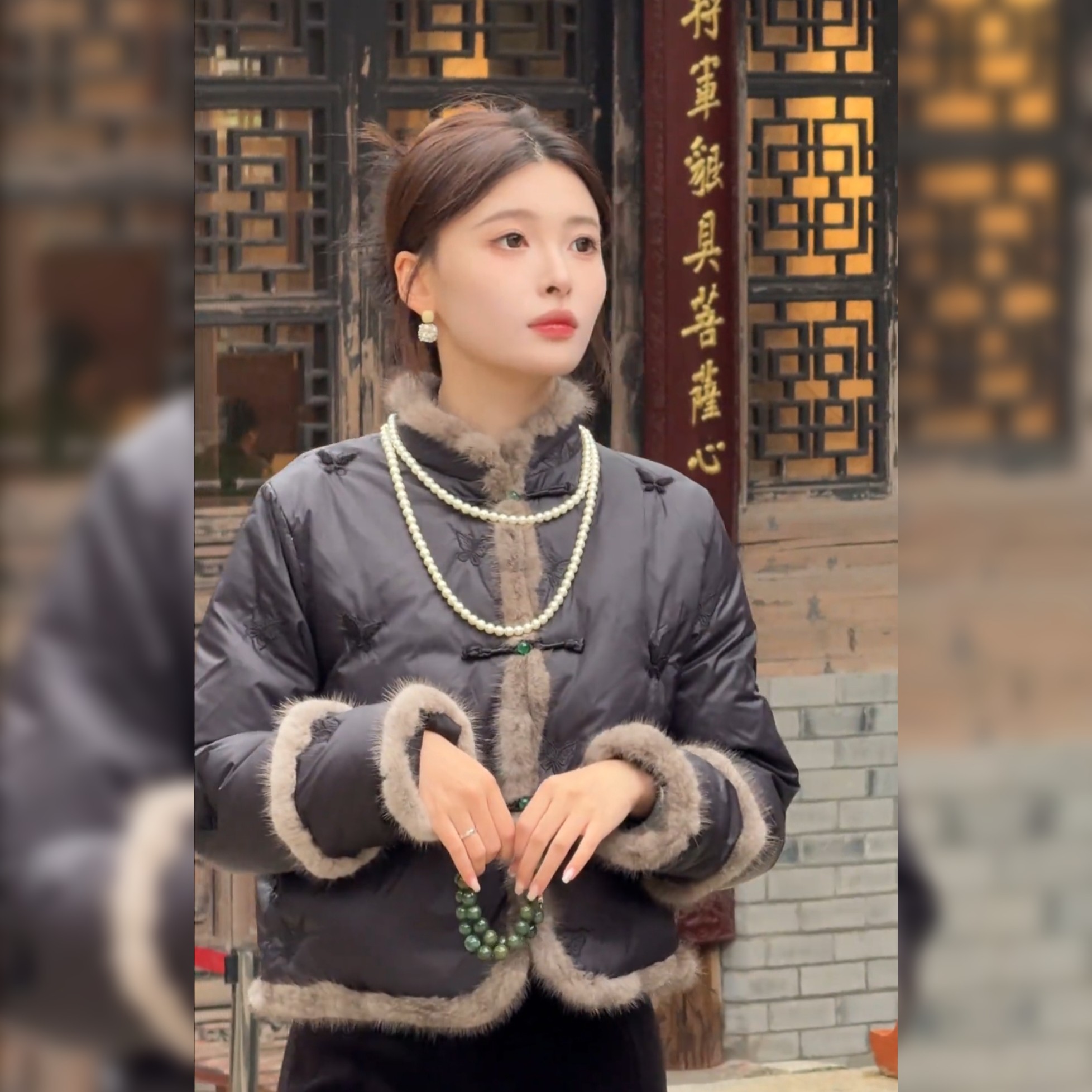 新中式毛毛拼接棉服女立领唐装保暖小个子高级感刺绣蝴蝶短外套,淘宝优惠券,粉丝福利购,淘宝优惠卷