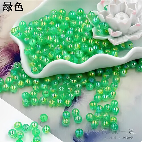 diy手工串珠散珠子6mm 饰品材料制作手链项链门帘 亚克力AB彩珠子 - 图1