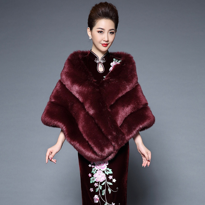 高档婚宴皮草大披肩抖篷 女士冬季保暖狐狸毛旗袍披肩围巾围脖,淘宝优惠券,粉丝福利购,淘宝优惠卷