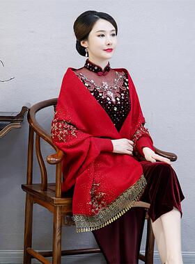 婚宴喜妈妈带袖百搭风旗袍披肩
