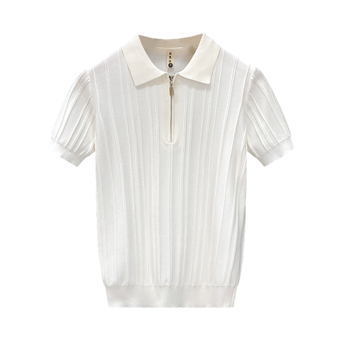 半拉链针织衫短袖男外穿薄款毛衣t恤2025夏季新款冰丝翻领半截袖 - 图3