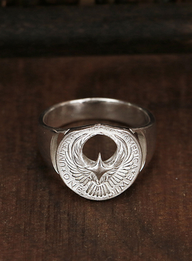 牛钝男女925纯银迷你小鹰戒指