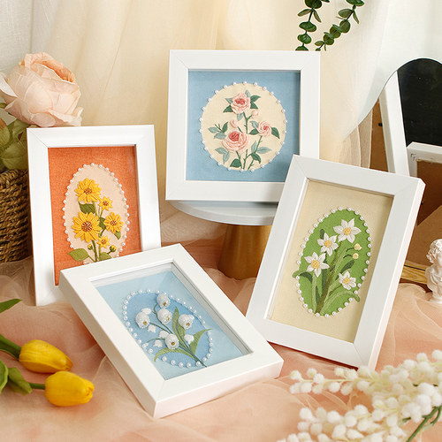 十字绣2024新款小件线绣珠绣客厅餐厅简单摆件新手款手工半绣 - 图0