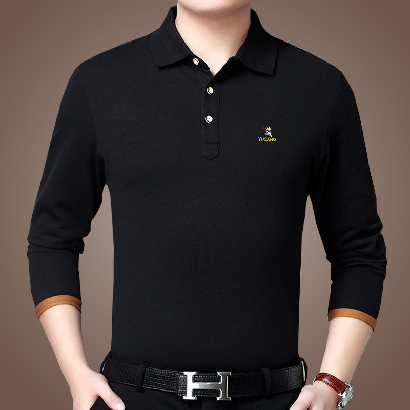啄木鸟秋季纯棉长袖男翻领装polo衫 啄木鸟菲凡T恤