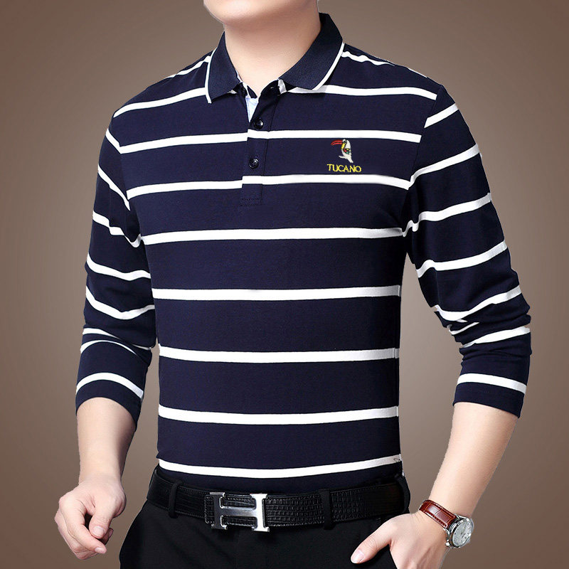 啄木鸟秋季纯棉长袖男翻领装polo衫 啄木鸟菲凡T恤