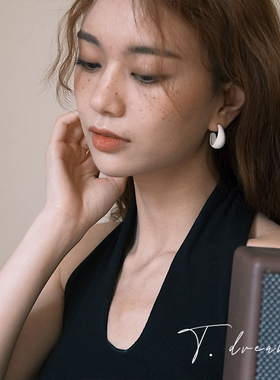 TheDream法式女白色磨砂耳环