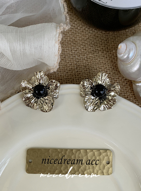 Nicedream法式咖啡金花小众耳钉