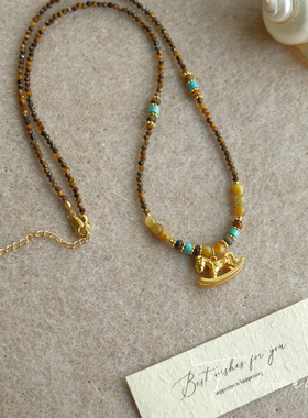 nicedream沙金虎眼小马毛衣链