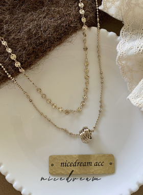 Nicedream法式复古叠戴锁骨链