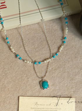 nicedream松石蓝叠戴串珠项链