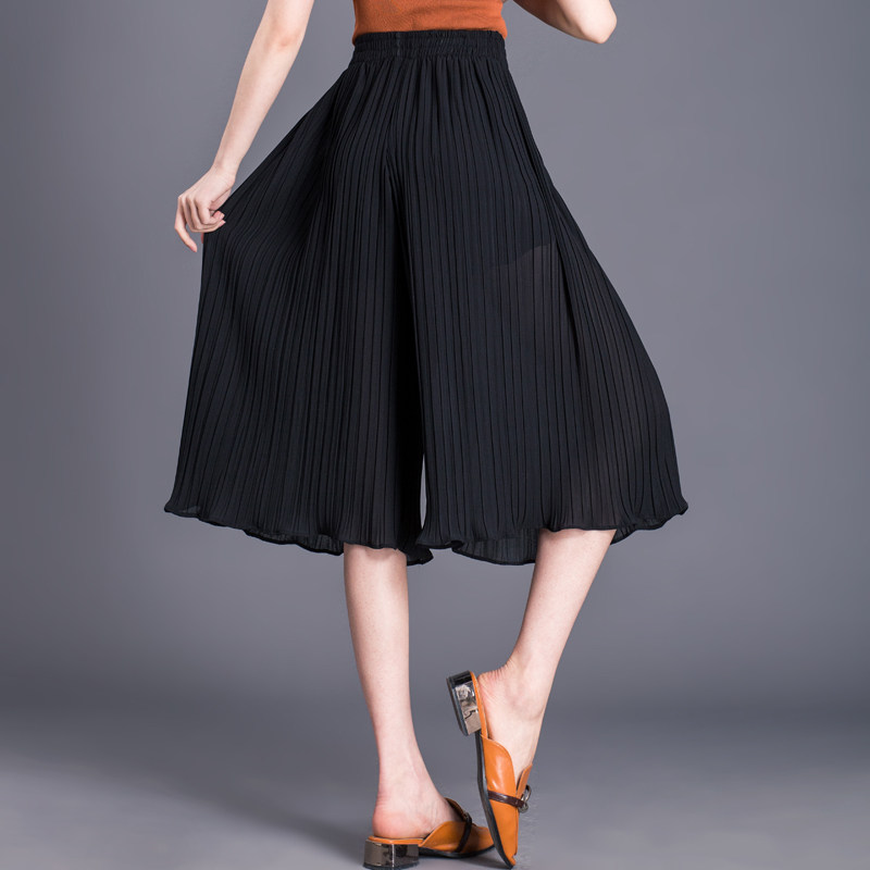 百褶裙夏季宽松雪纺2023新款阔腿裤 倩芭兰休闲裤