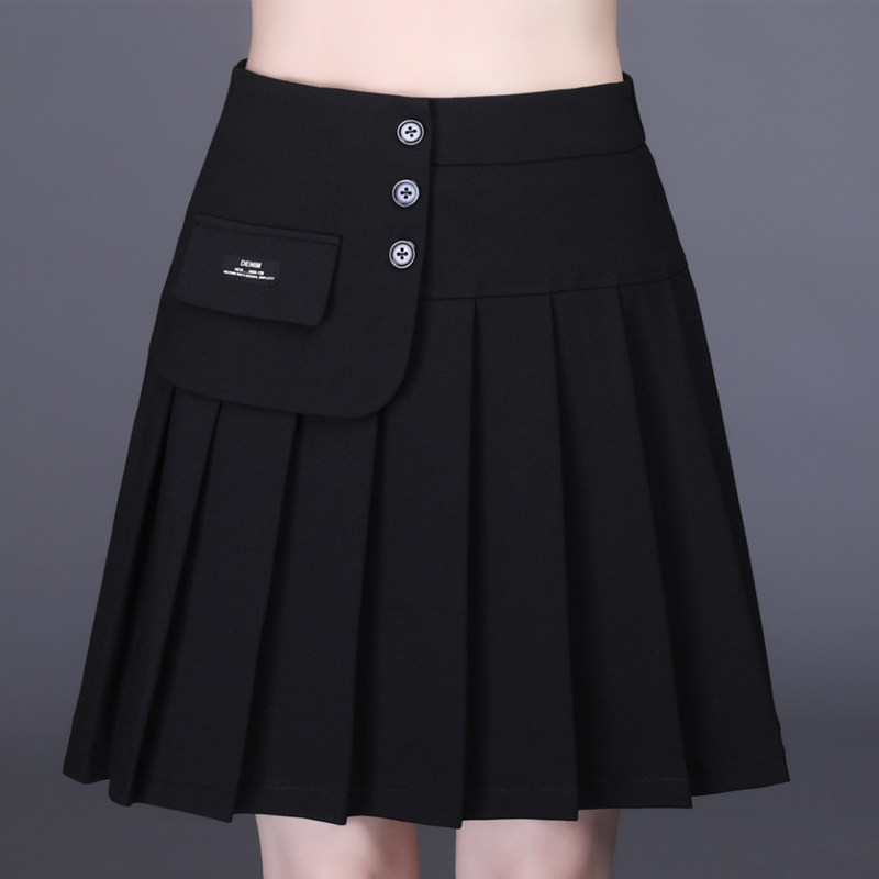 秋冬jk 2021洋气百搭小黑裙子百褶裙 倩芭兰半身裙