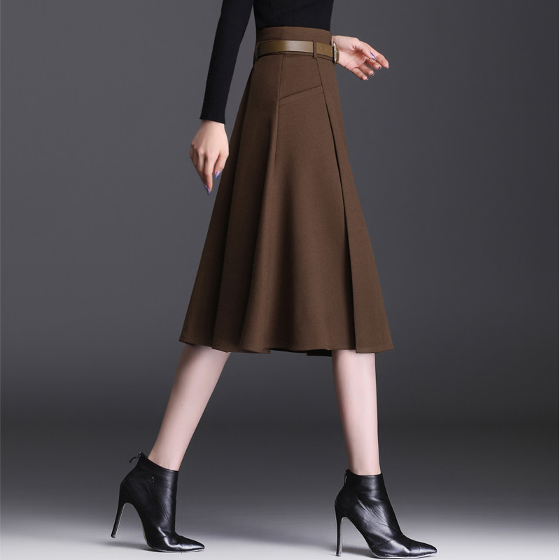 毛呢伞裙半身裙女秋冬2021 a字裙 倩芭兰半身裙