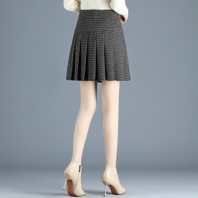 2020秋冬新款a字裙短裙裤格子裙 倩芭兰半身裙