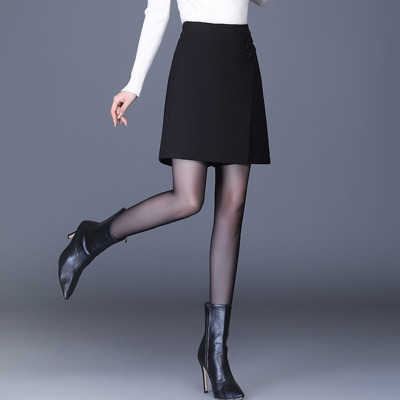 黑色女短裤2021秋冬新款高腰半身裙 倩芭兰休闲裤
