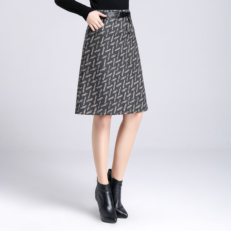 毛呢秋冬高腰a字裙小香风格子裙子 倩芭兰半身裙