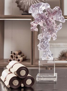 罗曼提新中式样板间书房软装饰品摆件书桌书柜客厅桌面摆放太湖石