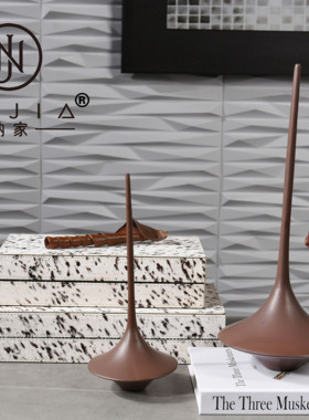 罗曼提新中式花艺玄关边柜云石南瓜孺子牛饰品摆件售楼处样板间软