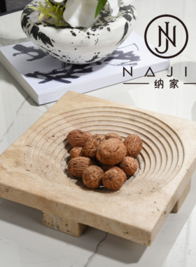 罗曼提新中式创意花艺方形阶梯果盘饰品摆件样板间客厅茶几售楼处