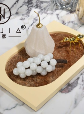 罗曼提现代样板间花艺抽象企鹅西班牙云石梨摆件客厅茶几饰品组合