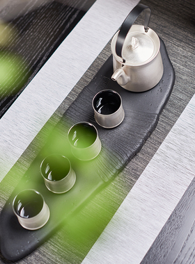 罗曼提新中式茶室花艺银茶具酒店铁书架香炉茶盘摆件组合样板间