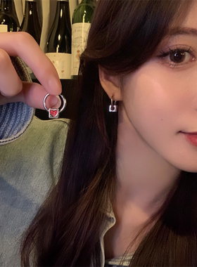 棉条虫合金女两戴款红色滴釉爱心