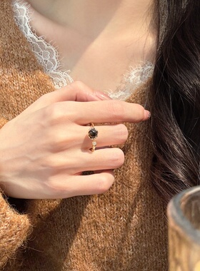 虎眼石开口戒指女复古美拉德轻奢小众独特指环女高级感时尚食指戒