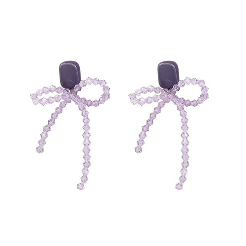 Брендовые серьги с кварцем с бантиком, серебро 925 пробы