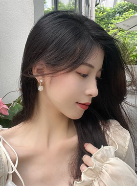 棉条虫山茶花耳钉女仙气珍珠